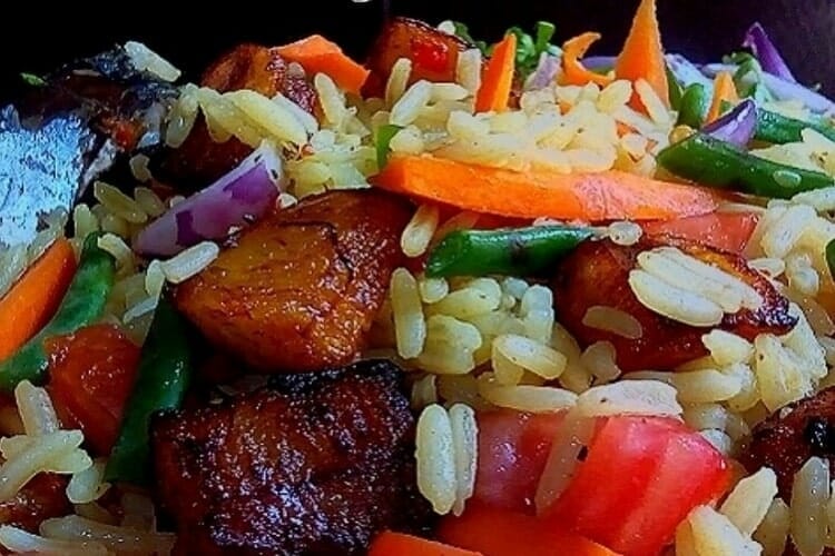 yadda ake plantain vegetable rice