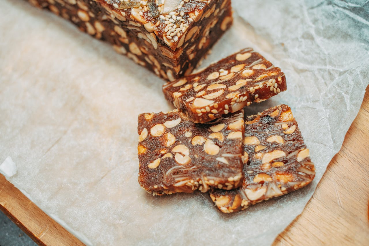 mixed nuts and sesame seed candy